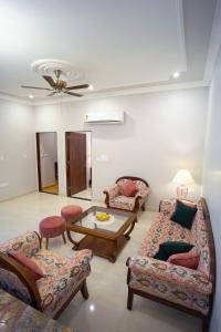 Posezení v ubytování Chitawa Haveli jaIpur