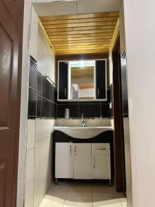 a bathroom with a sink and a mirror at Haros Apart Hotel in Uzungöl +17 photos