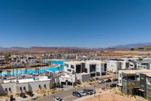 an aerial view of a city with a pool at Desert Dream at Desert Color (by Ember Stays) in St. George
