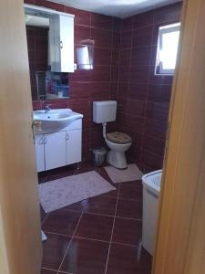 a bathroom with a toilet and a sink at Family friendly house with a swimming pool Dazlina, Sibenik - 23303 in Tisno +6 photos