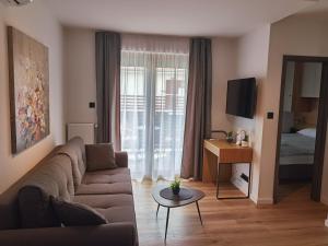 a living room with a couch and a table at Apartman Karas in Sveti Martin na Muri