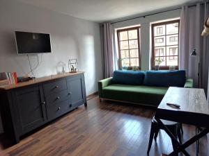 Televízia a/alebo spoločenská miestnosť v ubytovaní Oficyna Form - Apartament Dwupoziomowy
