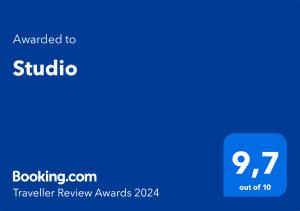 Certifikát, ocenenie alebo iný dokument vystavený v ubytovaní Studio