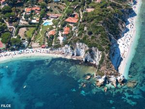 an aerial view of a beach and the ocean at Residence Capobianco in Portoferraio