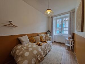 Llit o llits en una habitació de Gîte Des Tables - Cathédrale, Cœur historique, Vue