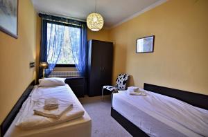 een hotelkamer met 2 bedden en een raam bij Art Spa Villa Gal in Velingrad
