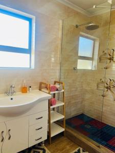 ein Bad mit einem Waschbecken und einer Dusche in der Unterkunft Elegant84 in Johannesburg