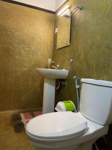 un bagno con un water bianco e un lavandino di Cozy Heaven a Nuwara Eliya