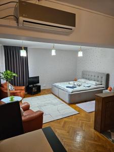 Postel nebo postele na pokoji v ubytování Studio Margot Centre Bucharest