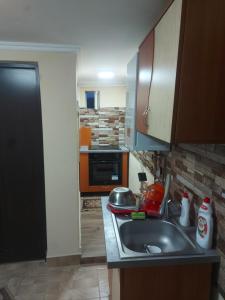 a kitchen with a sink and a counter top at Casa de vacanta in Tara Fagarasului in Beclean +13 photos