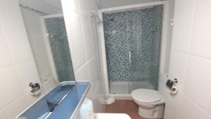 a bathroom with a shower and a toilet and a sink at Apartamento Diputación 25 in Nerja +16 photos