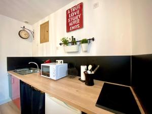 Kuchyň nebo kuchyňský kout v ubytování Appartement cosy