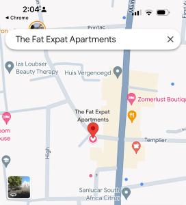 une carte des appartements exportateurs de matières grasses dans l'établissement The Lazy Expat, à Paarl