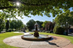 a fountain in the middle of a park at Fig Tree Motel in Narrandera