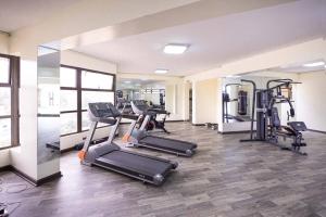 a gym with treadmills and elliptical machines at Serenity Retreat - 2 Bed Apartment with Pool & Gym in Nairobi