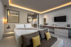 TV a/nebo společenská místnost v ubytování Celestial Lindos Suites