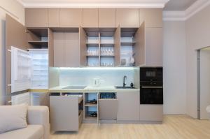 Кухня или мини-кухня в Petrovdom SPA Luxury apartment 11-240 with jacuzzi in RC Pechersk Plaza

