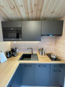 Kuchyň nebo kuchyňský kout v ubytování Naab Chalet 17