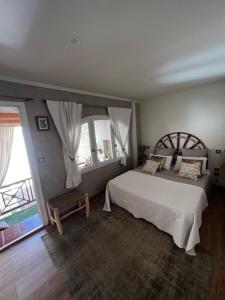 a bedroom with a large bed and a window at Le Paillé de Torreilles in Torreilles