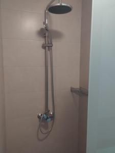 a shower with a shower head in a bathroom at ANATOLI 1 BEACH APARTMET Ligaria in Lygaria