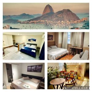 a collage of four pictures of a hotel room at Rio Deal Guest House in Rio de Janeiro