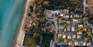 an aerial view of a beach and the ocean at Ergon Beach House Nikiti in Nikiti