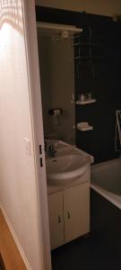 a bathroom with a sink and a bath tub at Appartement montagne in Superbagnères +7 photos