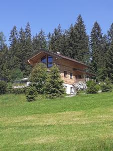 a house in the middle of a field at Chalet Bergheimat in Wagrain