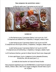 a page of a recipe for a meal with meat and vegetables at La Roulotte de la Trigalle in Valognes