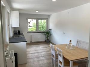 Η κουζίνα ή μικρή κουζίνα στο Geräumiges Apartment mit Weitblick 1-6 Personen