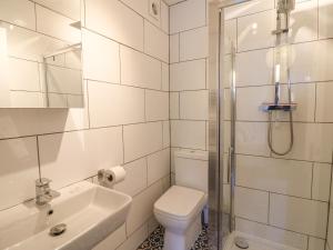 ein Badezimmer mit Toilette, Dusche und Waschbecken in der Unterkunft Gone Fishing in Weymouth + 24 Fotos
