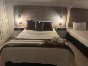 リオアチャにあるHotel la Sierra Riohacha IIのベッドルーム1室(大型ベッド1台、枕2つ付)
