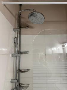 Una ducha con tres estantes en un baño. en Cocon Saint Ouen Rouen, en Rouen 4 fotos más