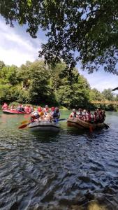 Eine Gruppe von Menschen Rafting auf einem Fluss in der Unterkunft Vidovo Domacinstvo in Banja Luka
