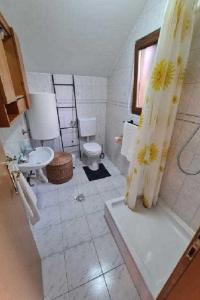 a bathroom with a shower and a toilet and a sink at Secluded holiday house Marija Gorica, Prigorje - 23083 in Marija Gorica