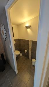 a bathroom with a toilet and a sink at Maisonnette de Villiers gare à 5 minutes in Saint-Fargeau-Ponthierry