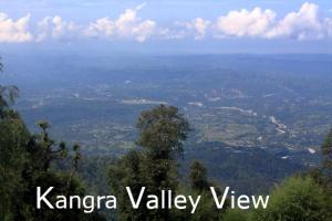 a view of a valley from the top of a hill at Himalayan Homestay in Dharamshala