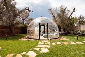 a dome tent sitting in a field of grass at Folià - Natural Experience in San Vito dei Normanni
