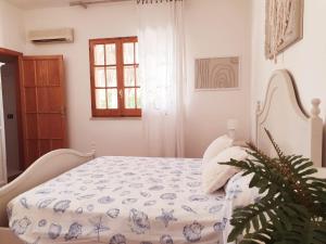 a bedroom with a bed and a plant in it at Villa Migliore in Lampedusa