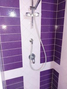 a shower with purple tiles on the wall at Residenza Degli Dei in Tropea