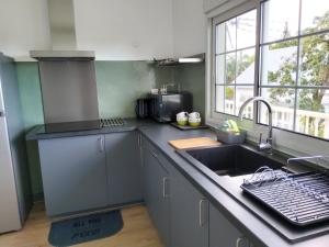 a kitchen with a sink and a counter top at LE RUBINJO Case fleurie in Saint-Benoît