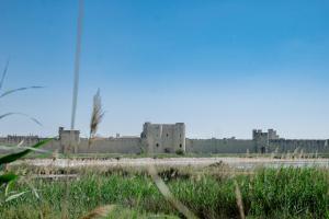 a castle in the middle of a field at La Perle Rose Villa Standing 5 étoiles avec piscine jacuzzi et superbe vue in Aigues-Mortes