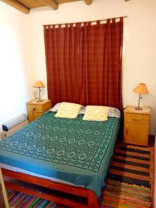 a bedroom with a bed and two night stands with two lamps at Alojamientos Lilu in Colón