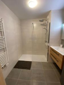 un baño con ducha y lavabo en Perle de Savoie A203, en Châtel
