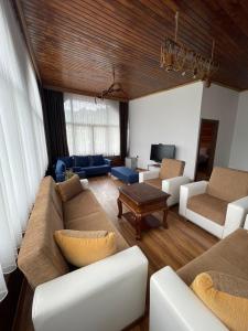 uma sala de estar com um sofá, cadeiras e uma mesa em GASBAR DAĞ MANZARALI Oda em Araklı