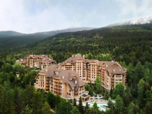 an aerial view of a resort in the mountains at Four Seasons Resort Whistler in Whistler