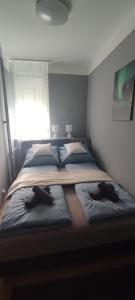 Postel nebo postele na pokoji v ubytování Grey Deluxe Apartman Kaposvár + 10 fotografií