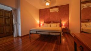 a bedroom with a bed and a large mirror at Fleur de Lys in San José