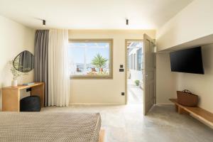 TV a/nebo společenská místnost v ubytování Philosophy of Mykonos Boutique Hotel