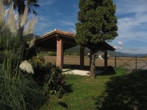 a pavilion with a tree and a fence at Ca La Remei i Can Benet in Els Hostalets d'en Bas +77 photos